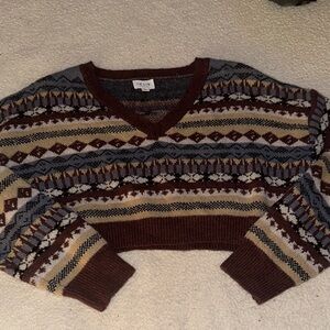 Le Lis Multicolor cropped V-Neck Sweater